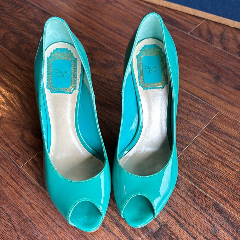 Christian Dior turquoise heels
